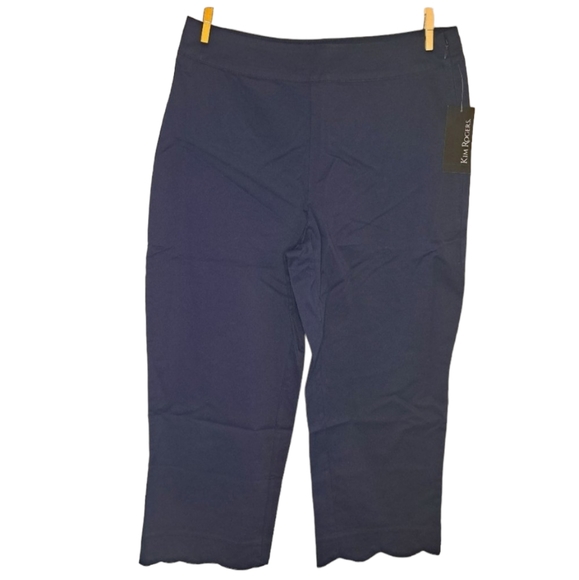 NEW Kim Rogers Navy Blue Capris Pants with Scalloped Hem Size 6 - Picture 1 of 7